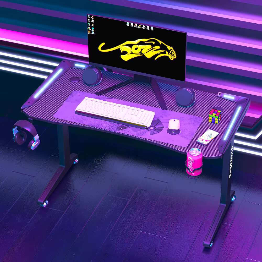 Factory Direct Sale Cheap Home Gaming PC Desk Kids Esports LED Feature Cool Design Style Wooden Material Melamine Surface Office