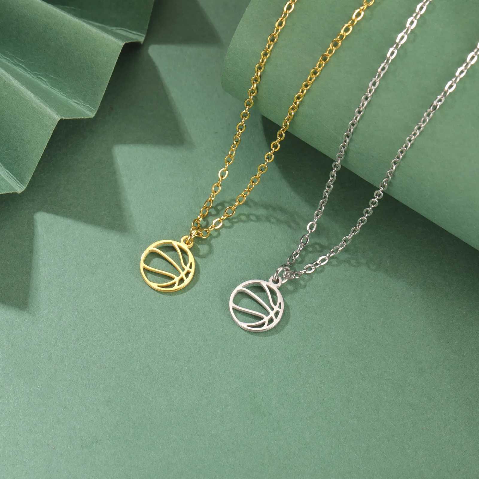 HIPEE Fashion Ball Necklace Stainless Steel Basketball Charm Pendant Necklaces For Women Men Sports Jewelry Party GiftsC250407