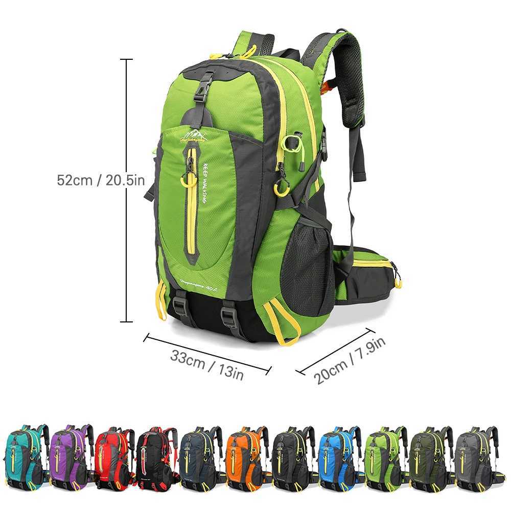 40L Water Resistant Travel Backpack Camping Hiking Laptop Daypack Trekking Climbing Back Bags For Men Women Hiking SuppliesC250407