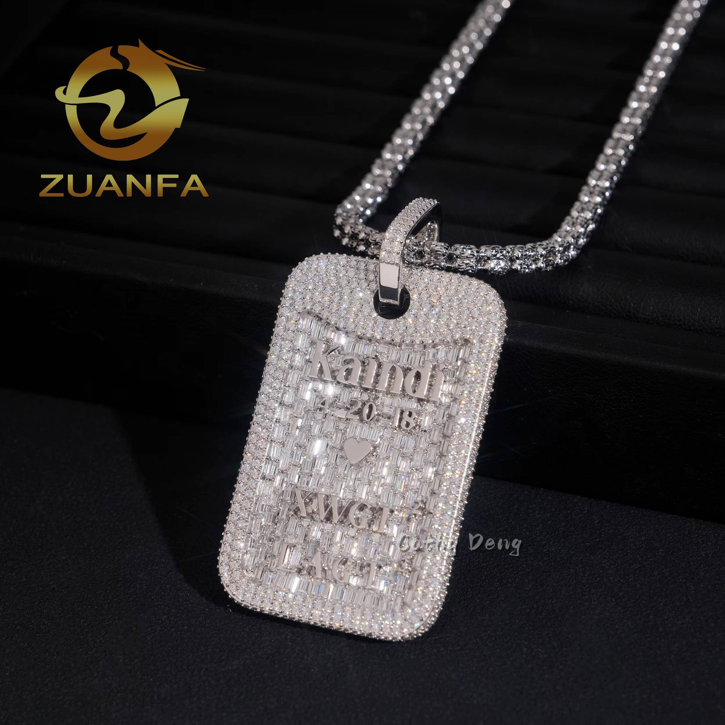 Hip Hop Pendant Moissanite Hip Hop Jewelry Iced Out Dog Tag Pendant 925 Silver Moissanite Pendant With Letter