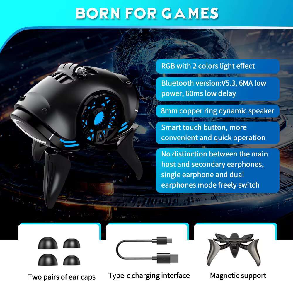 Cool Breathing RGB Light 9D Hifi Stereo Waterproof Headphones Gaming In-ear Earbuds