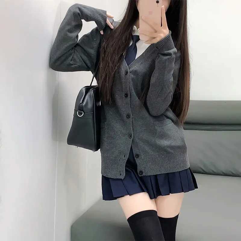 Schools Original Jk Uniform Suit Outer Sweater Japanese College Style Knitted Gray CardiganT251101