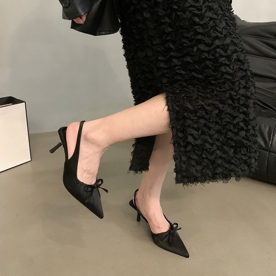 Niche high heels leopard print toe sandals fairy shoes 2024 new summer style pointed bow single shoes 240827