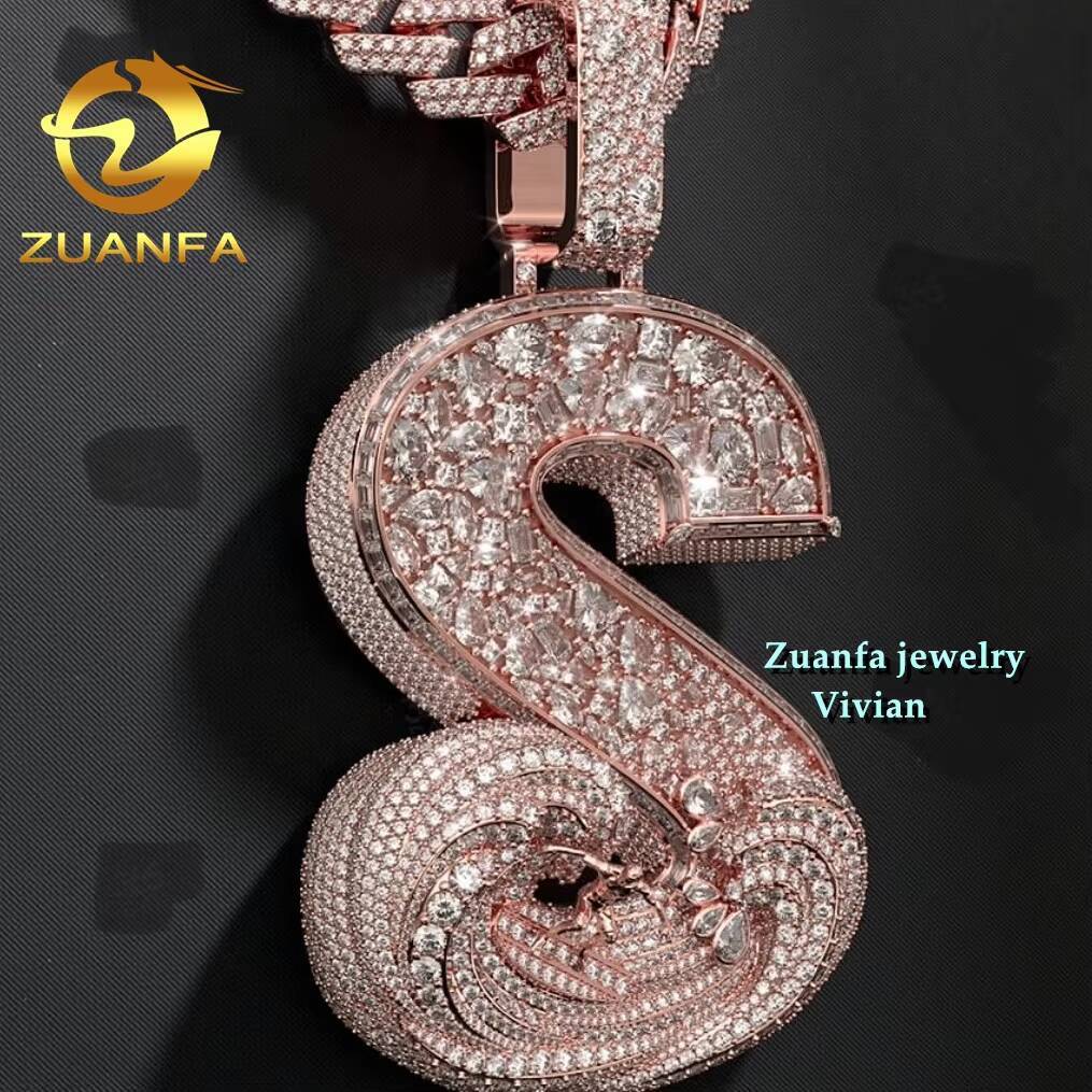 Custom Hip Hop Pendant VVS Moissanite Luxury Siler 925 Fine Jewelry Iced Out Fashion Custom Letter Pendant