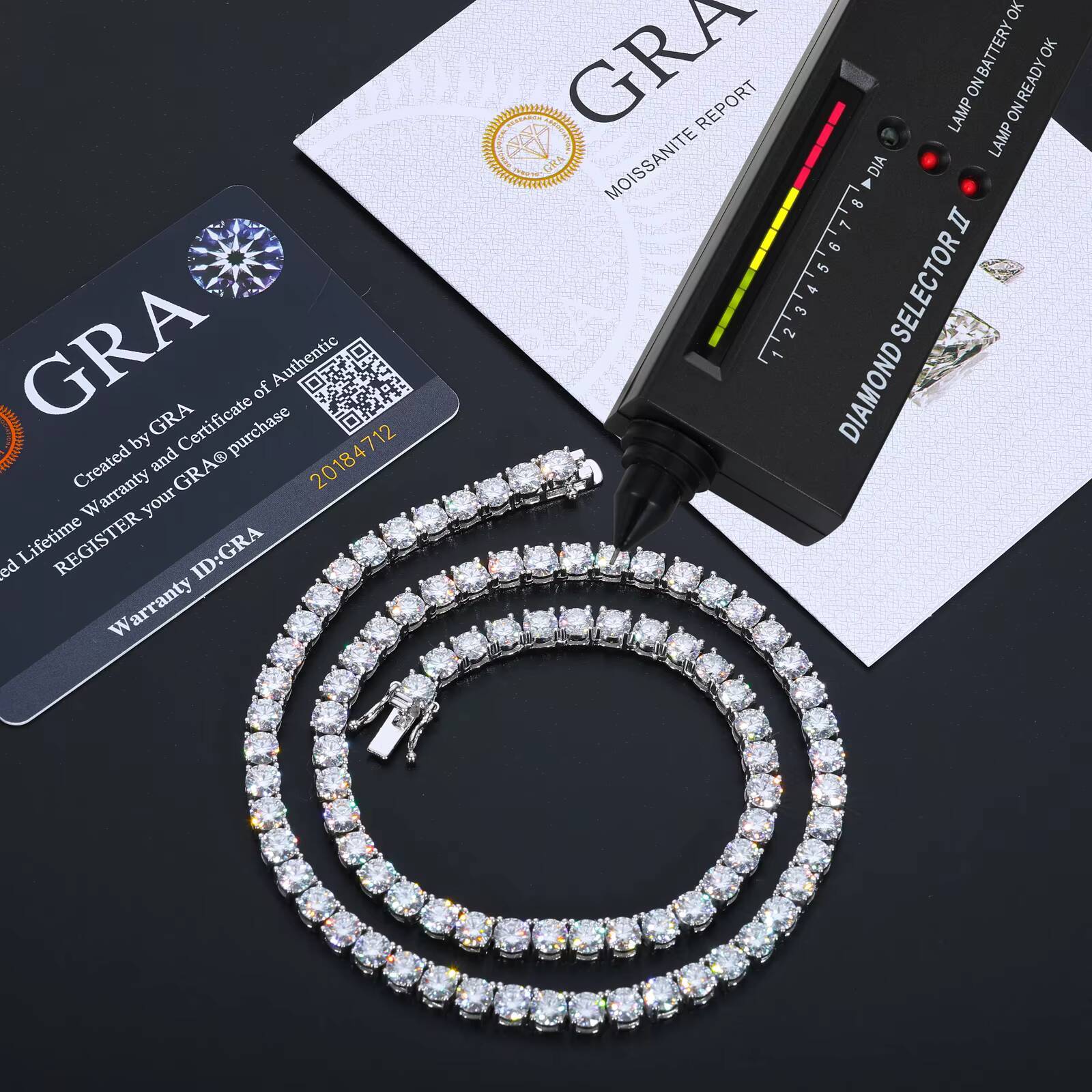 Men Women Fine Jewelry 2mm5mm Mossanite Necklace 925 Sterling Silver Lab Grown VVS Moissanite Diamond Tennis Bracelet Chain