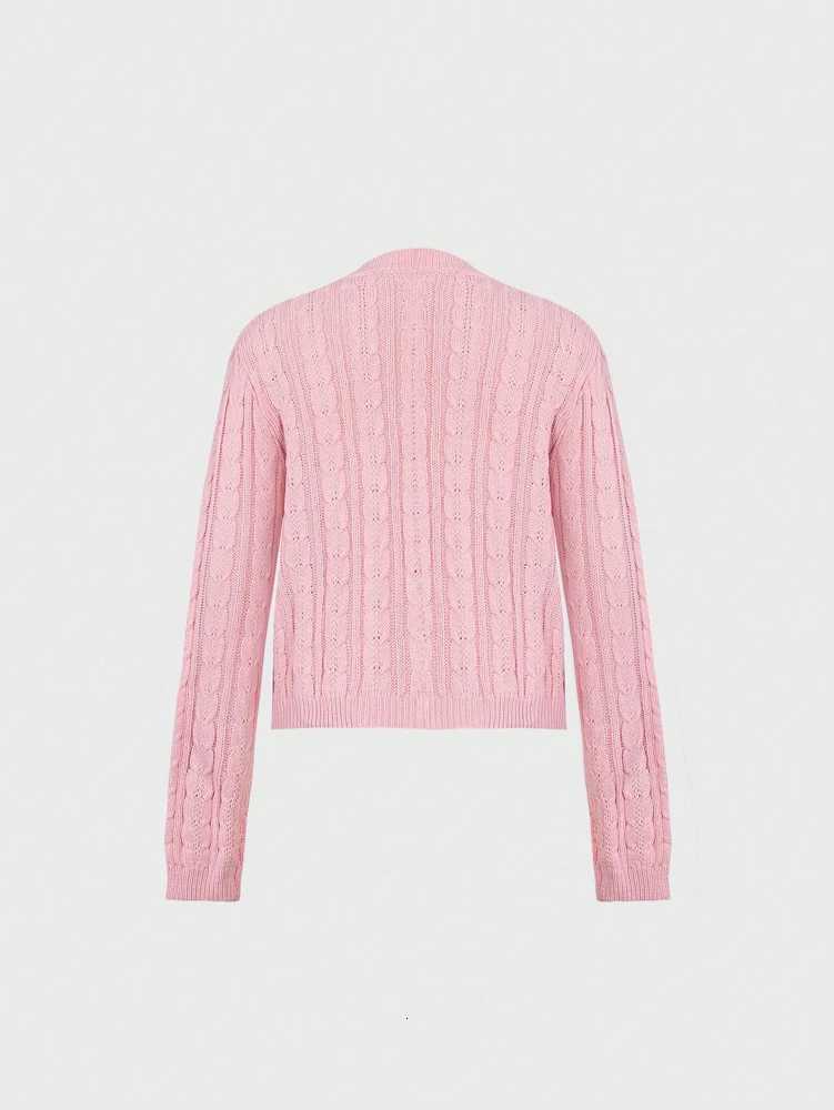 Versatile RoundNeck LongSleeved Elegant Cardigan Fashionable LooseFit ButtonFront Knitted Sweater Jacket for WomenT251101