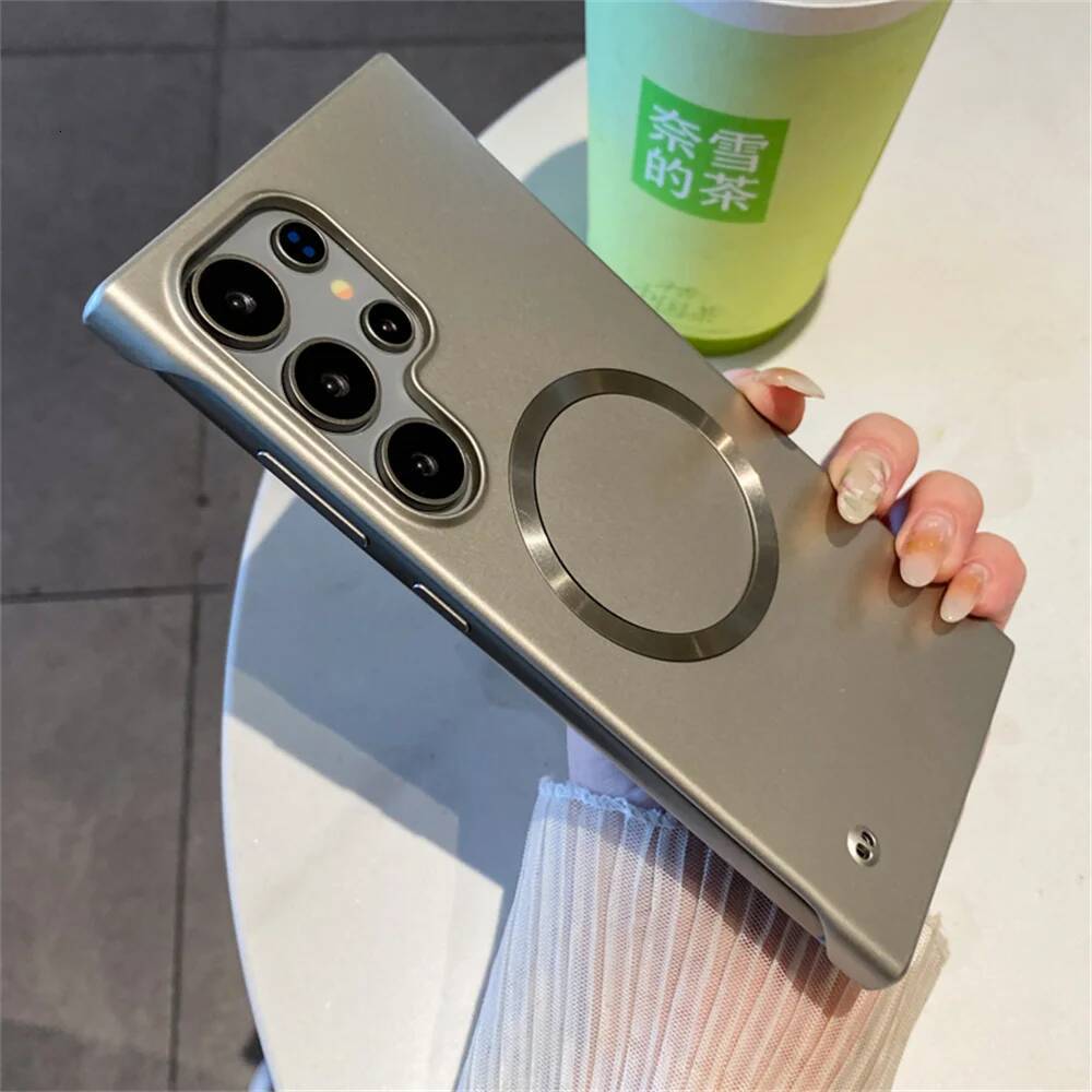 Luxury Magnetic Magsafe Frameless Phone Case For Samsung S25 S24 Ultra S22 S23 Plus Slim Metal Color Borderless Back Cover