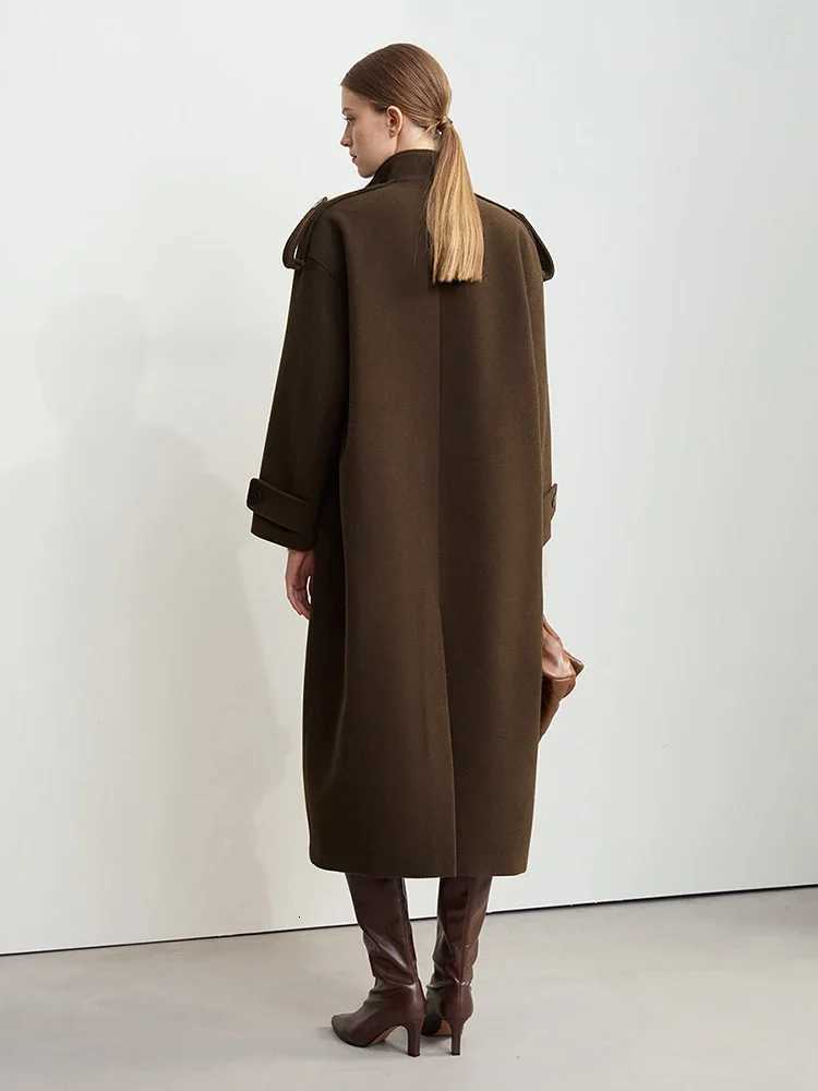 Amii Minimalist 2024 Winter New Womens Commuter Standup Collar Woolen Jacket Thermal Insulation Loose Long Coats 12444217T251101