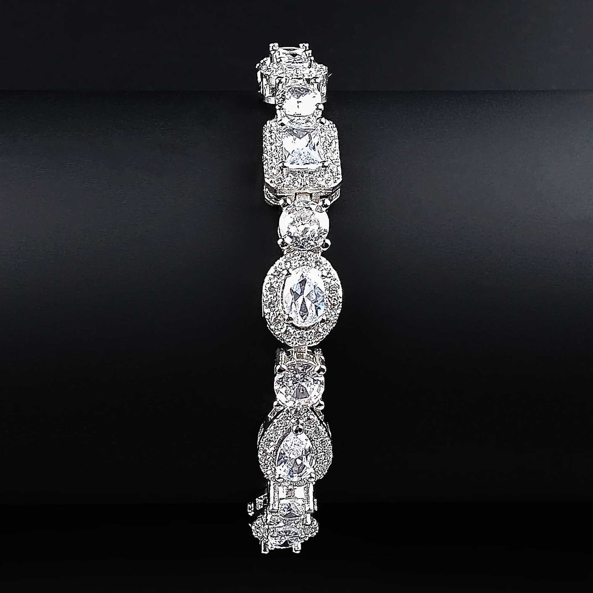 2024 New Luxury Oval Rectangular Silver Bracelet Womens Anniversary Gift Jewelry Bulk Sales S7208 Y250329