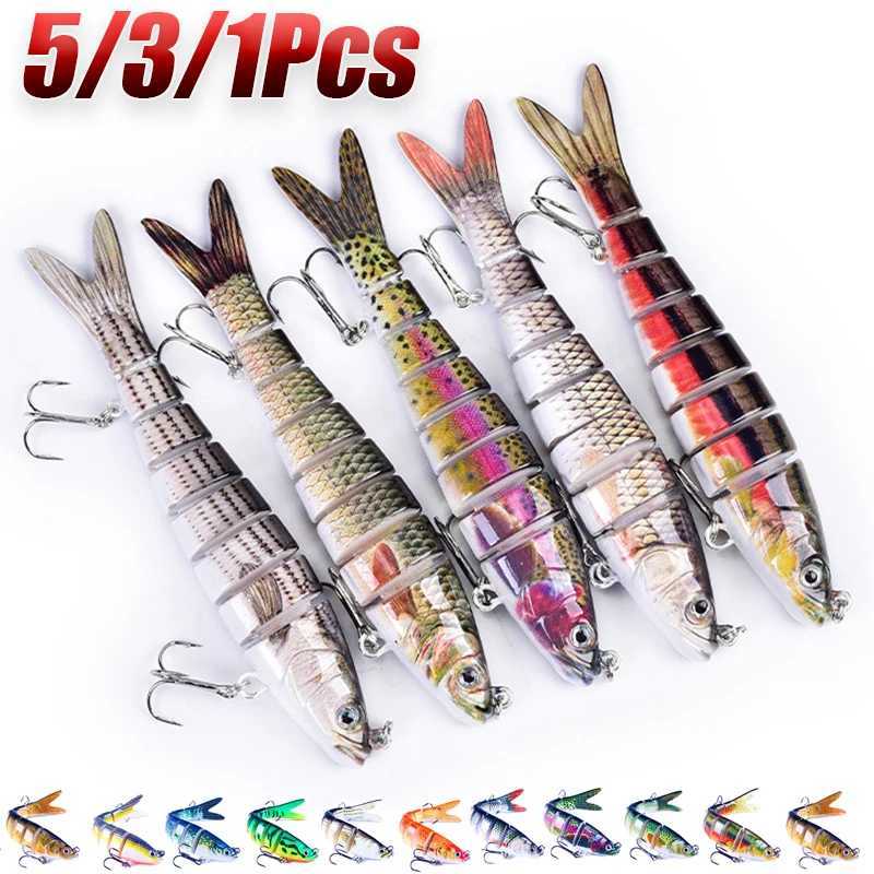 Multi Jointed Fishing Lure 10cm/12.4g Slow Sinking Bionic Segmented Bait Wobble Tackle for Freshwater Saltwater Pesca 5/3/1PcsZ250401
