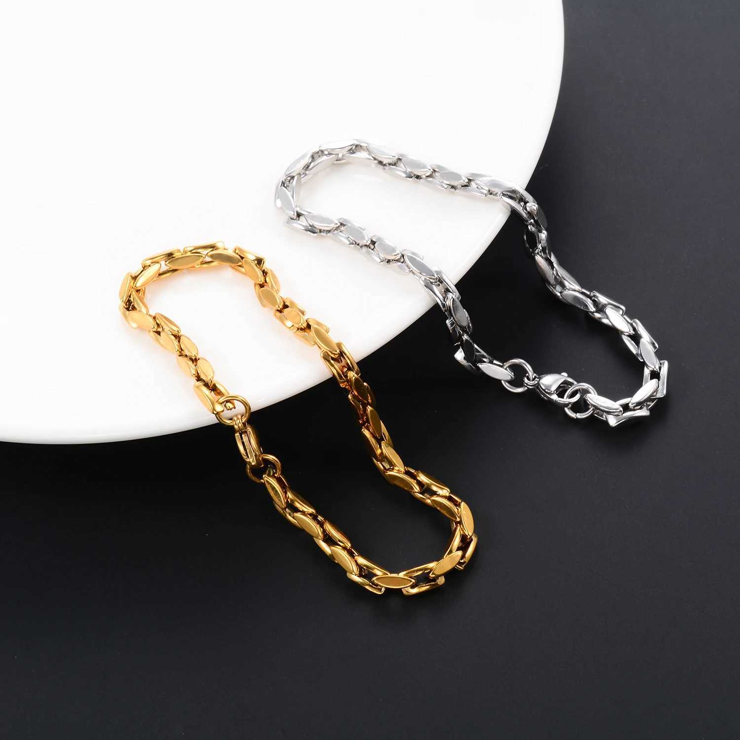 4.2MM Classic Stainless Steel Couple Chain Bracelet Handmade Link Punk Heavy duty Bracelet No Fading Hip Fashion Jewelry Y250329