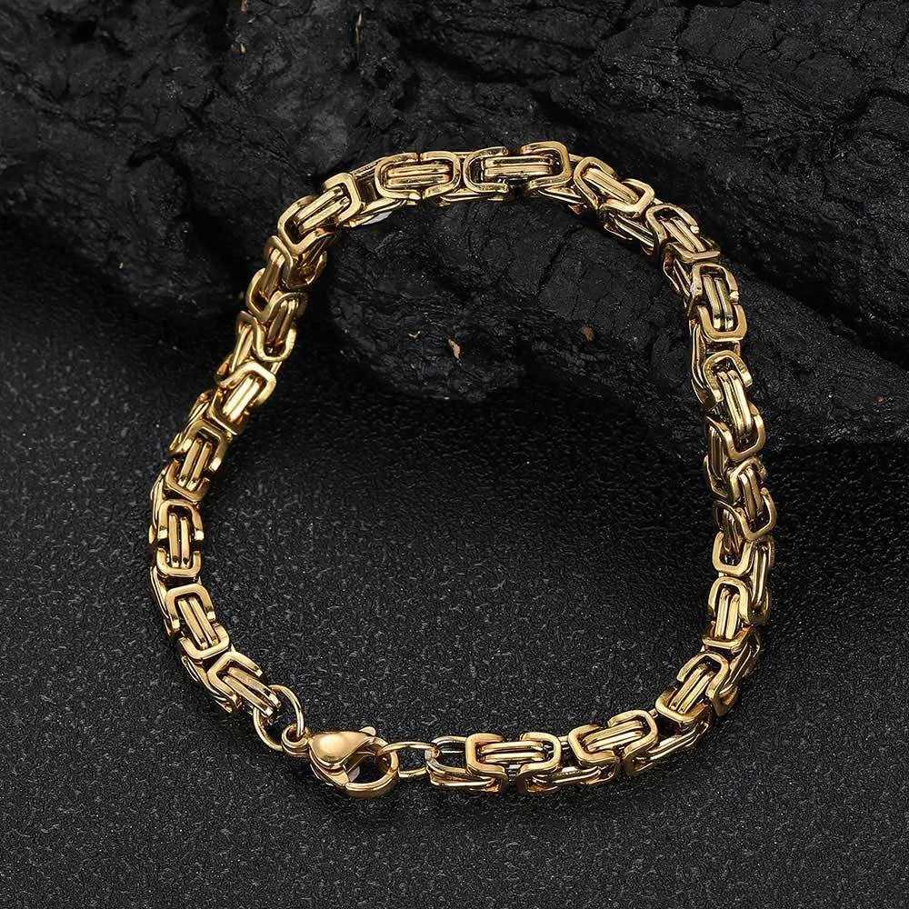 Punk 4mm Byzantine Chain Bracelet Gold and Silver Colored Stainless Steel Bracelet Mens and Womens Jewelry Gift 2025 Y250329