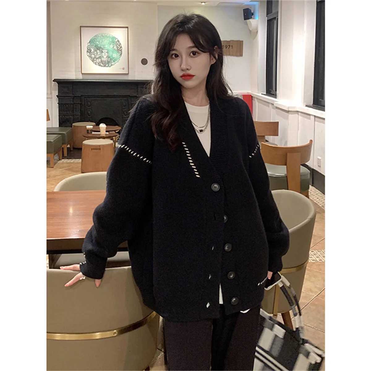 Women Elegant Knitted Fashion Cardigan Autumn Winter Long Sleeve Single Breasted Coats Female Casual Chic Outwear Street ClothesT251101
