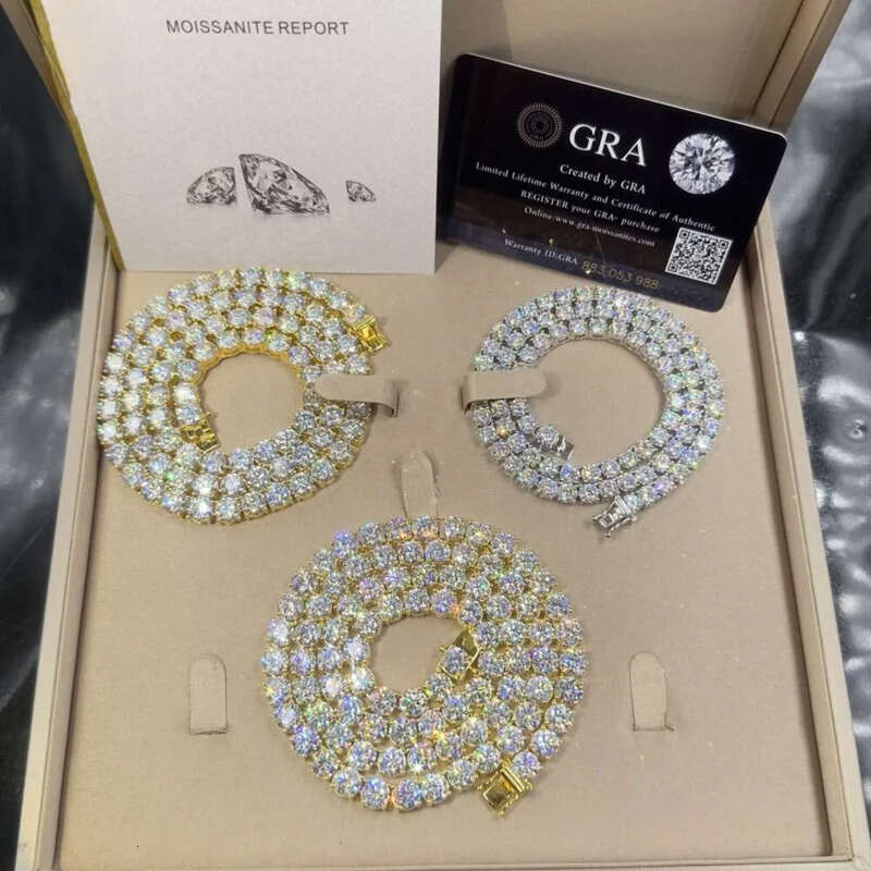 Cheapest Price Hip Hop Sier Gra VVS Moissanite Dia Tennis chain 3MM 4MM 5MM Necklace Bracelet Men Women Hiphop Jewelry
