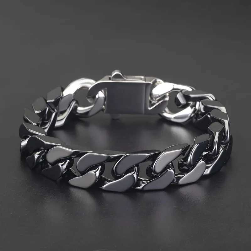 Simple stainless steel ceramic Cuban bracelet with male and female same patch work four sided grinding titanium steel accessories Y250329
