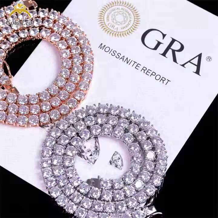 Pass Diamond Test 2mm 3mm 4mm 5mm 65mm 925 Silver Moissanite Diamond Tennis Necklace Fashion Jewelry for Men Women