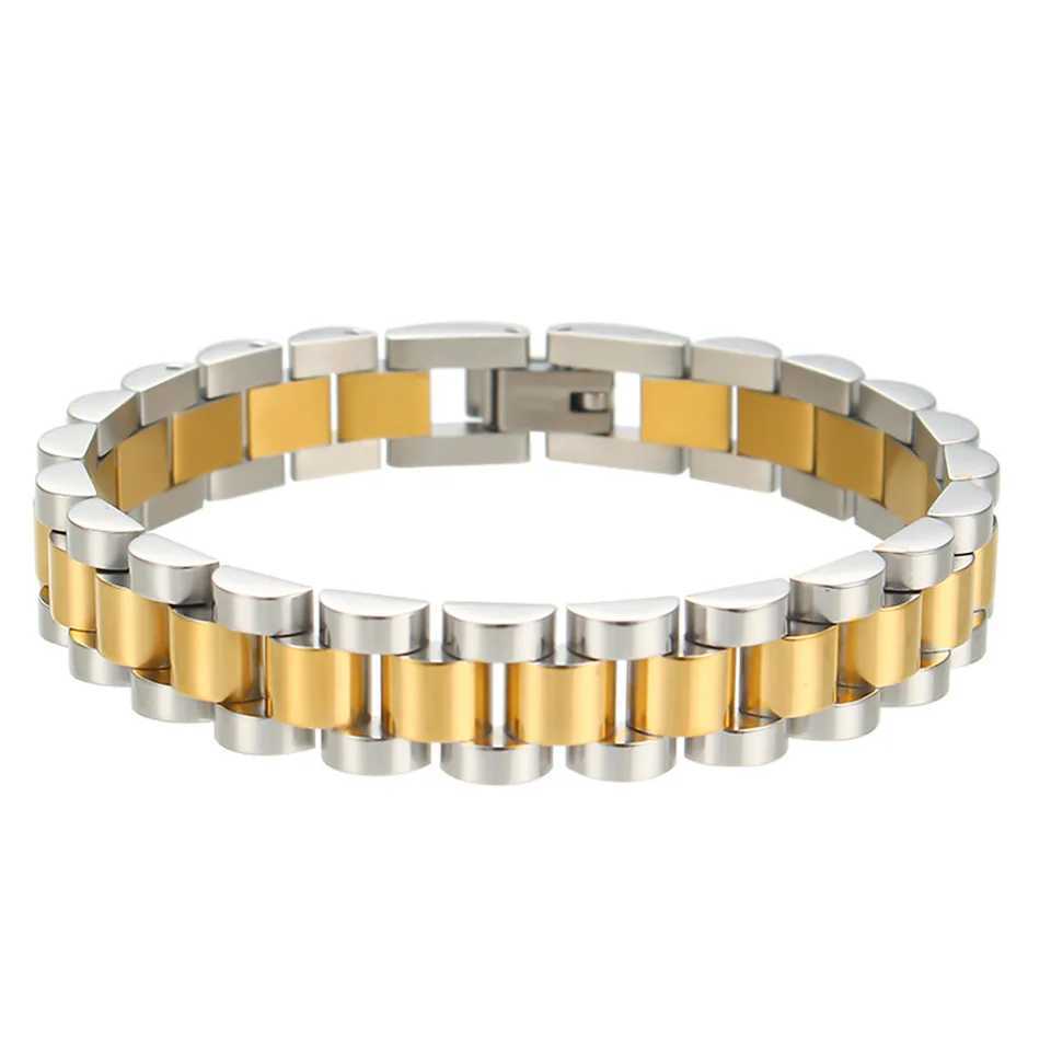 Stainless steel strap bracelet 10mm silver titanium steel mens bracelet hip-hop fashion jewelry accessories Y250329