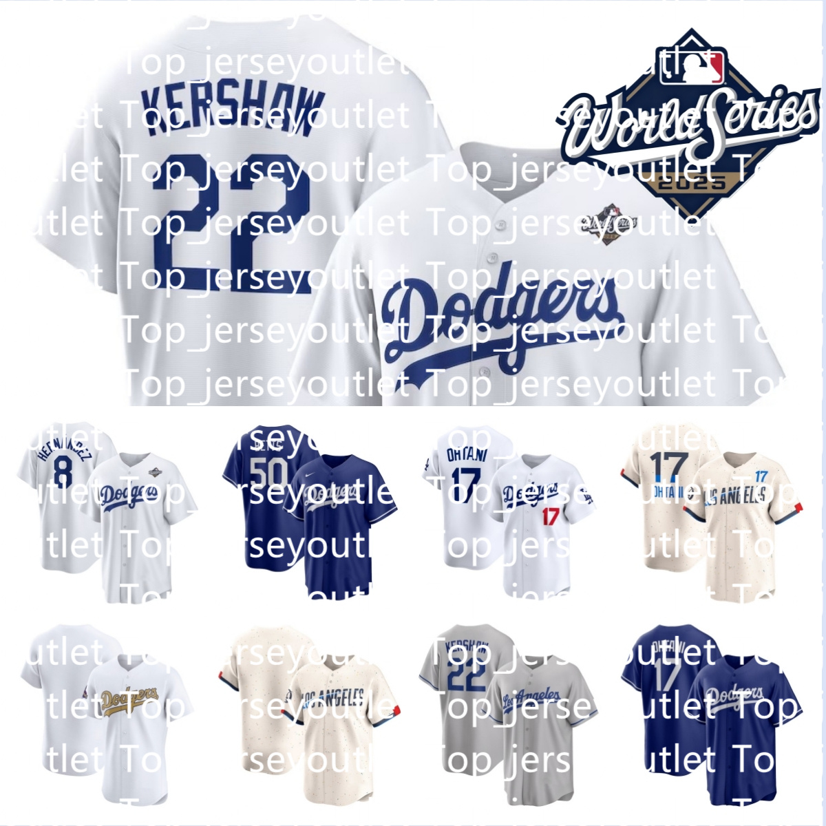 MLB Dodgers 2025 World Series Baseball Jersey Jackie Robinson Shohei 17 Ohtani Mookie 50 Betts Freddie 5 Freeman Yoshinobu 18 Yamamoto Fernando Valenzuela