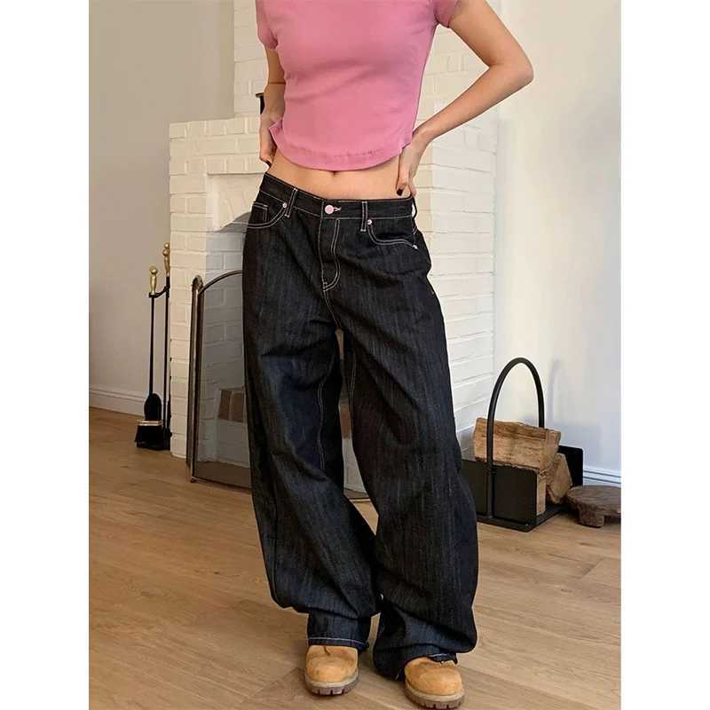 2025 Autumn Vintage 90s Punk Street Baggy Harajuku Jeans Womens Casual Mop Full Length Pants Y2K Aesthetic Style Denim Trouser J251031