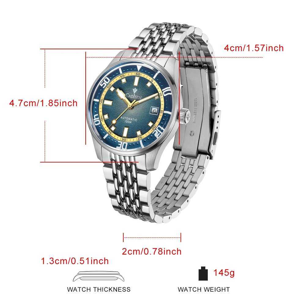 CADISEN Automatic Mechanical Man Silver Business Casual Waterproof Japan MIYOTA 8215 Movement Luminous Mens W251031