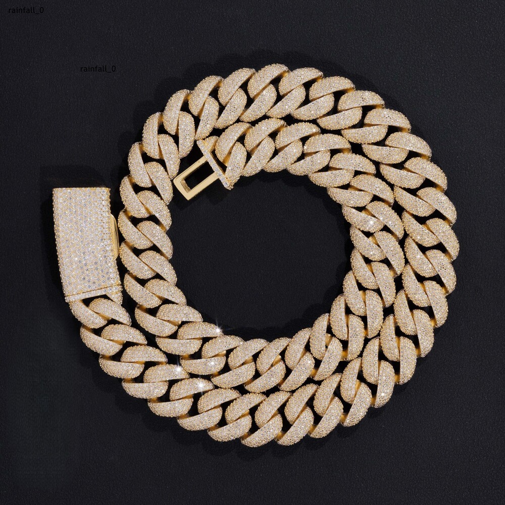 925 Silver Moissanite Link Chain Necklace Customizable Color Hip Hop Style Unisex Elegant and Luxurious