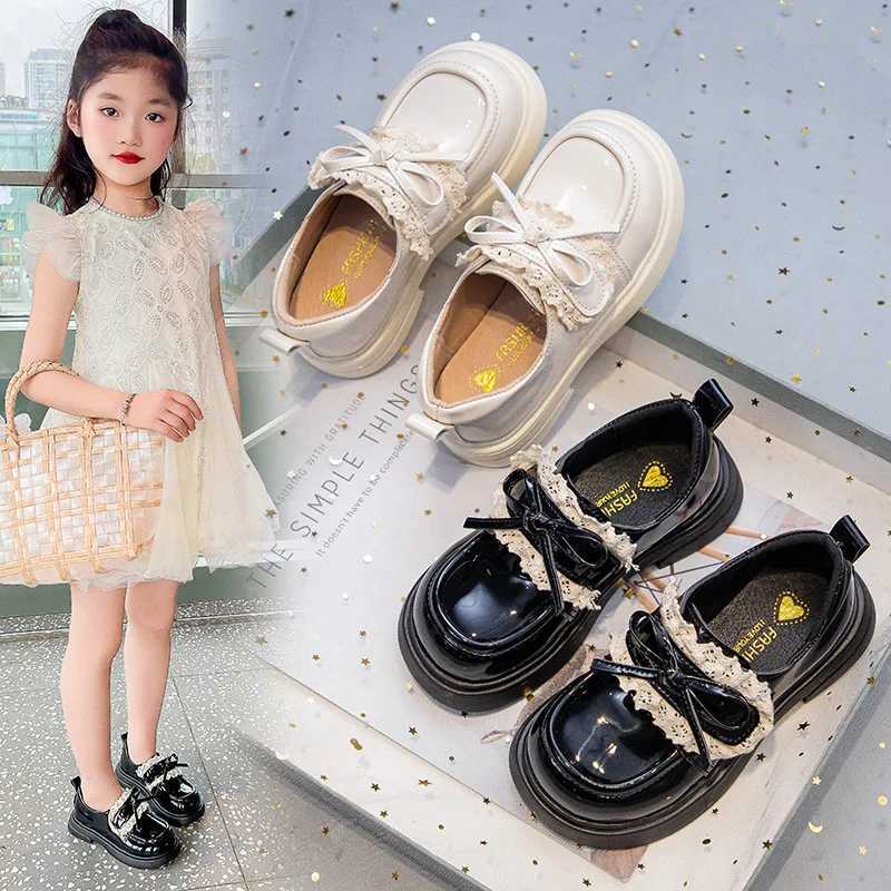 Versatile Girls Leather Shoes 2025 Spring New Kids Casual Shoe Simple Girl Bow Princess Shoes Anti Slip Child Performance ShoeT251101