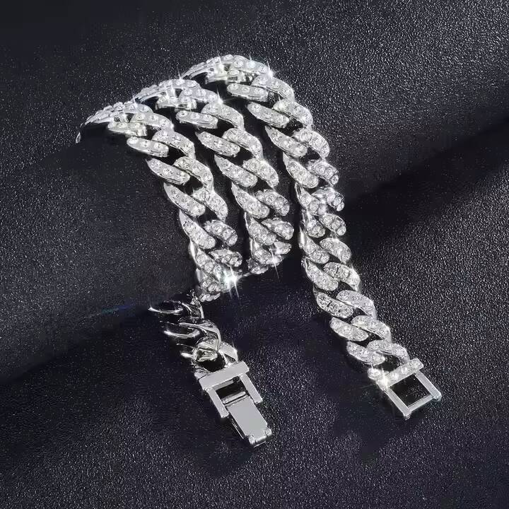 Bold 14mm Cuban Link Chain 925 Silver Moissanite Diamond Necklace Luxury Statement Jewelry for Stylish Men and Women