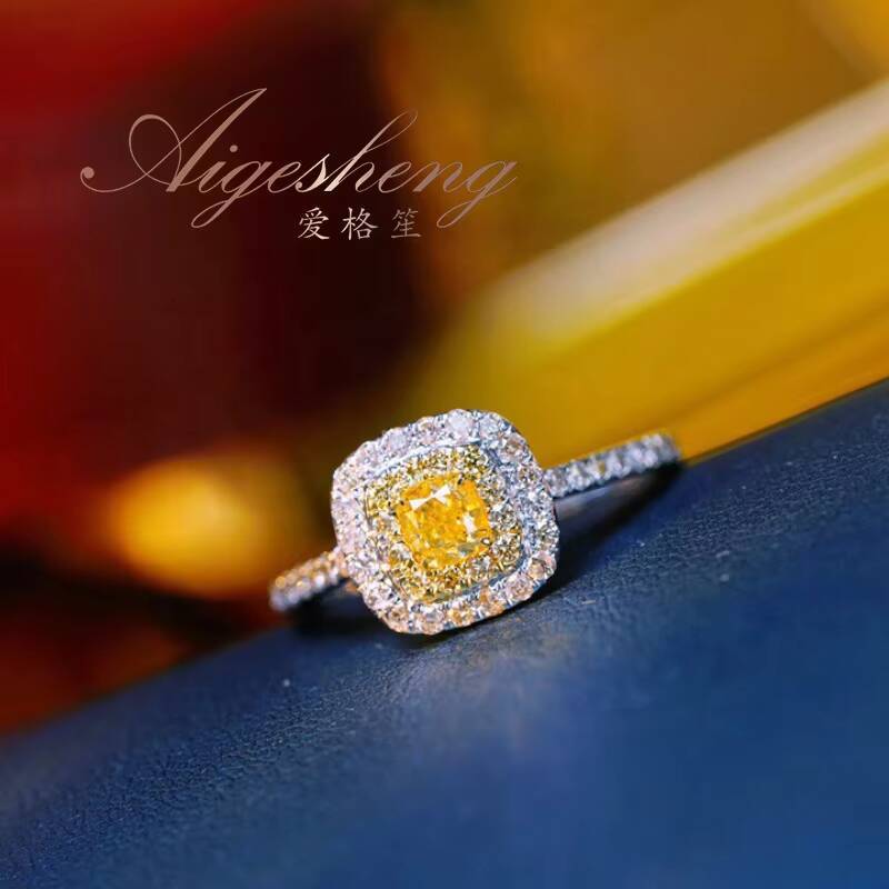 High Quality Fine Jewelry 18K Real Solid Gold Natural Yellow Diamond Engagement Rings for Women Real Diamond