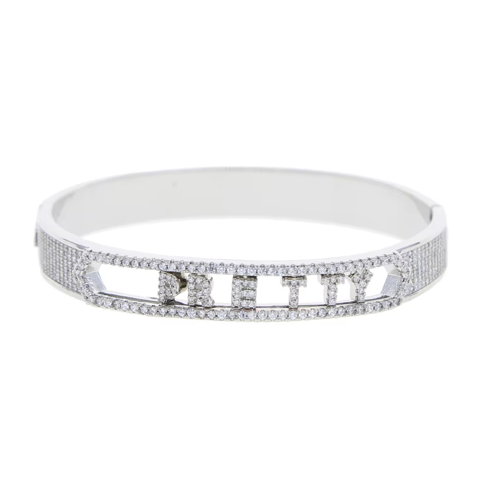 Custom Name Letter Bracelet Zircon Removable Letters Bangle Women DIY Custom Jewelry 26 Alphabet Personalized For Women