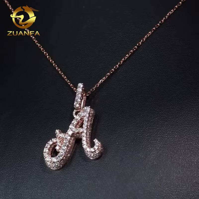Custom Iced Out Pendant 925 Sterling Silver Moissanite Pass Diamond Tester Sparking Hot Sale Rising Setting Initial Letter Charm