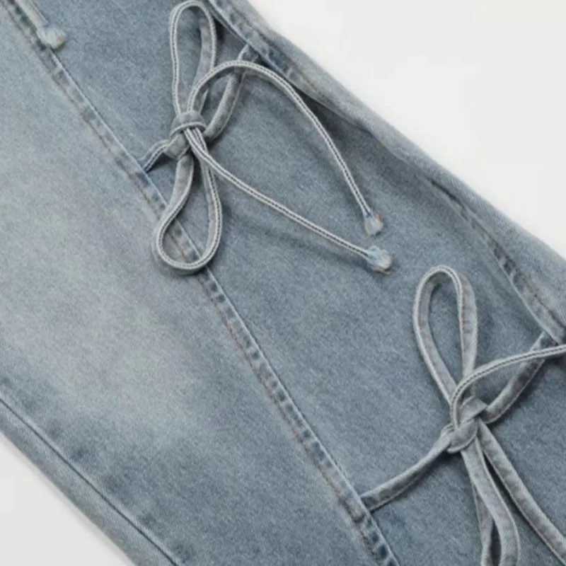 Jeans Women Vintage Bow Design Baggy Wide Leg Trousers Autumn High Waist Students Young Allmatch Daily Harajuku Slouchy Chic J251031