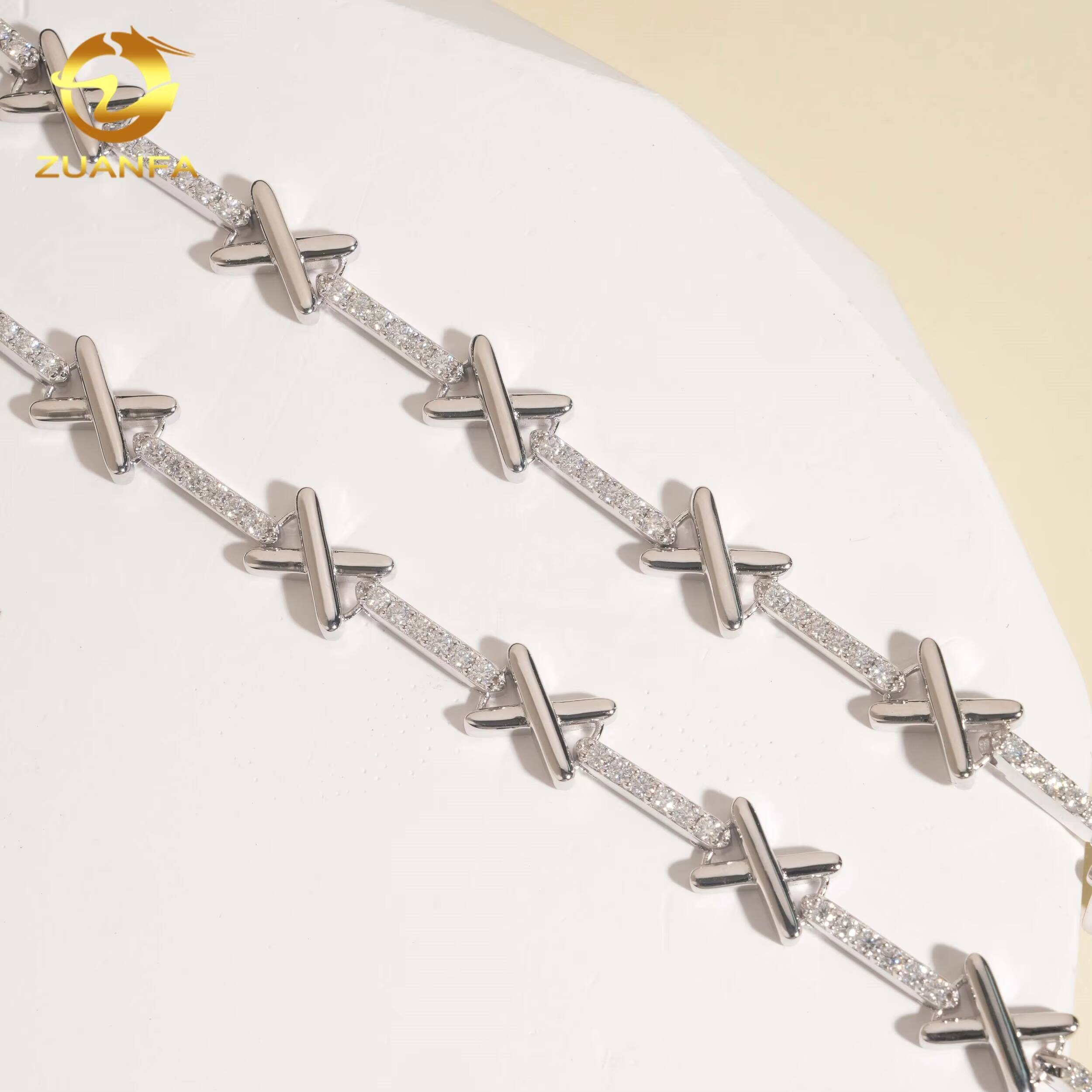 Fashion Jewelry Women VVS Moissanite X 925 Sterling Silver Bracelet With Extension Chain