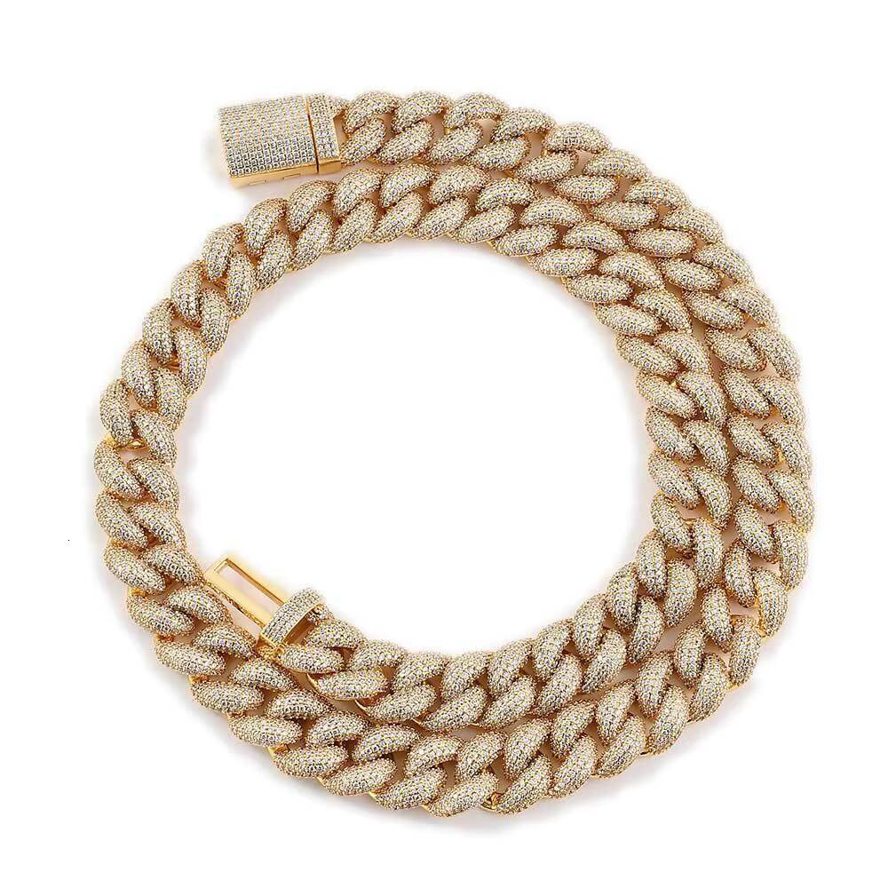 Luxury GoldPlated Brass Chain HipHop Rapper Style Moissanite Necklace