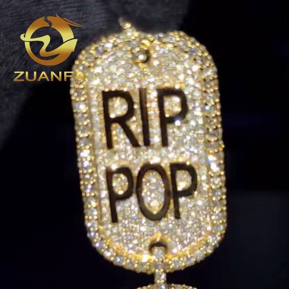 Trendy Custom Tag Pendant Moissanite Hip Hop Jewelry Iced Out Pendant Sterling Silver 925 Moissanite Dog Tag Pendant With Letter