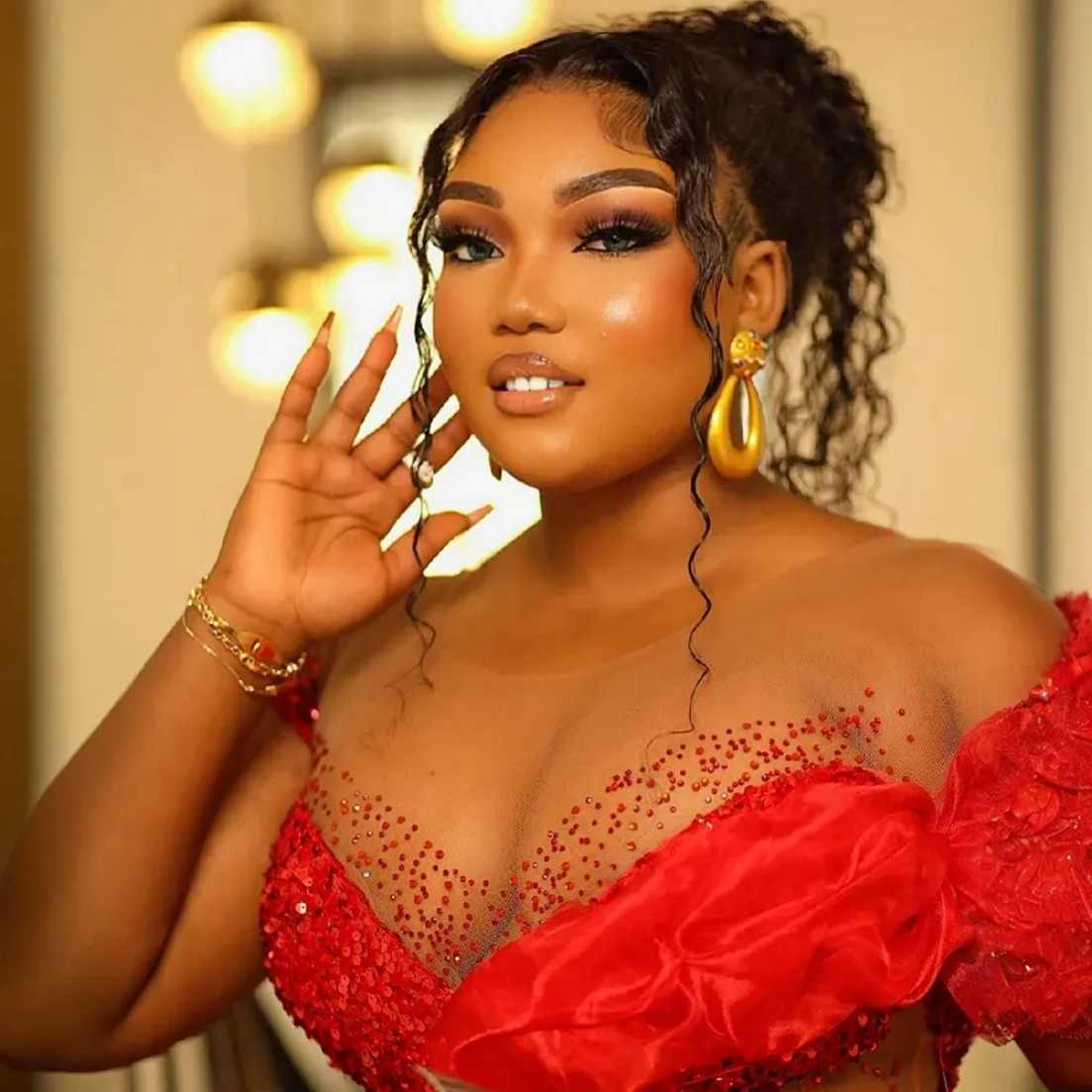 Prom Dresses Plus Size Red Mermaid Sparkling Sequins Lace Short Sleeves Formal Evening Dresses Birthday Party Dress Engagement Gowns Vestido De Sorrie