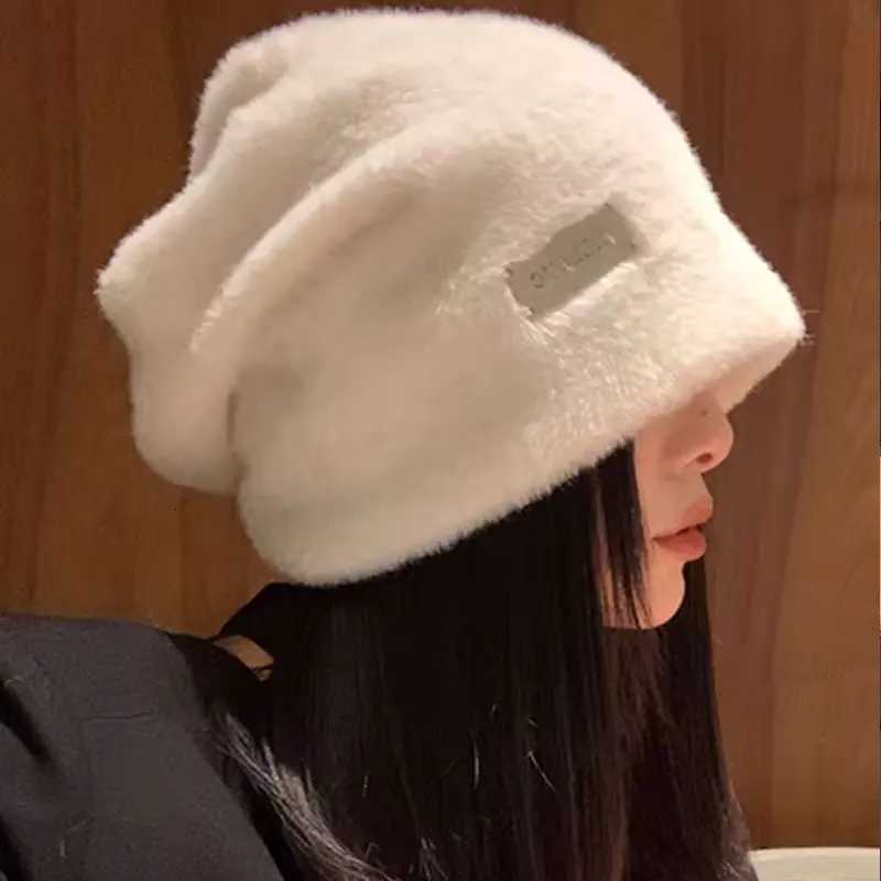 Outdoor Coldproof Thicken Caps Female Gorros Women Plush Beanies Hats Winter Warm Solid Baggy Fleece Wool Skullies HatXJ251101