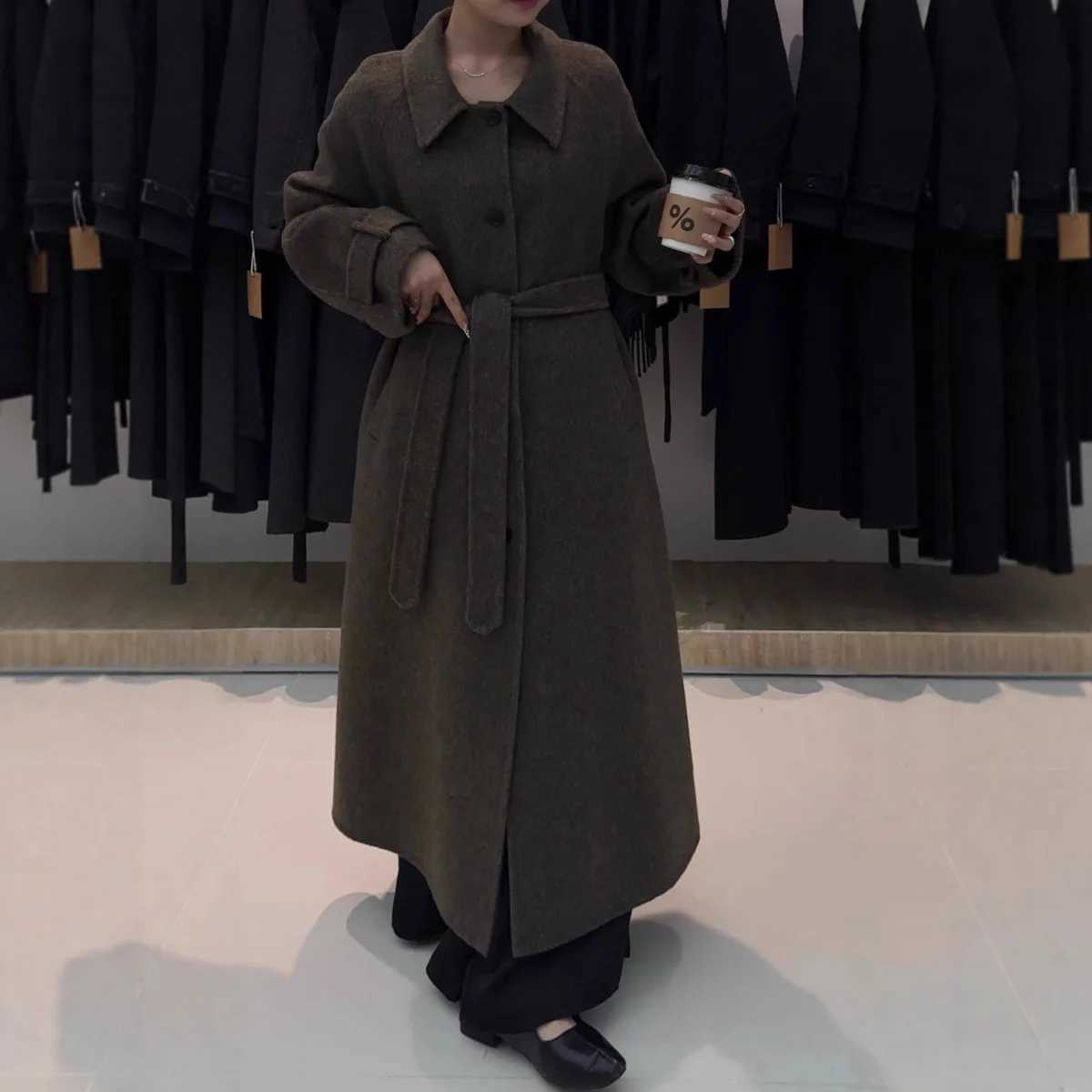 BJTZ 2025 Autumn Winter New Loose MidLength DoubleSided For Women Woolen Oversized DoubleSided Wool Coat JacketT251101