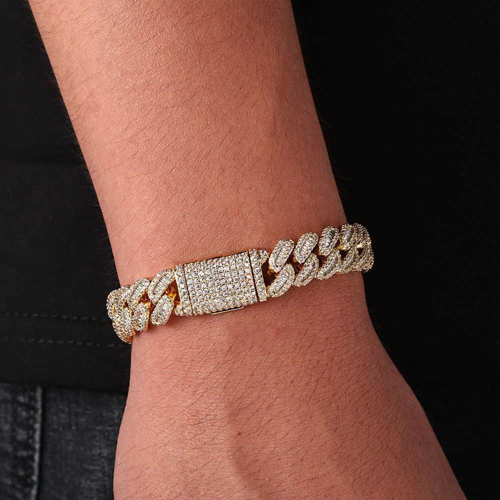 Hip hop jewelry French bread Cuban chain ice out mixed inlay simulated diamond stone pendant 12mm Miami CZ necklace mens gift Y250329