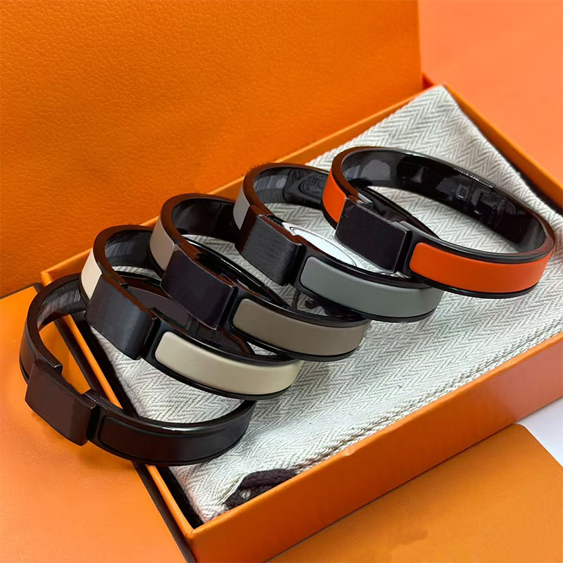 Luxury H Bracelet Classic 12mm Matte Cuff Bracelet Men's 18k Gold Bracelet Stainless Steel Designer Bracelet Jewelry