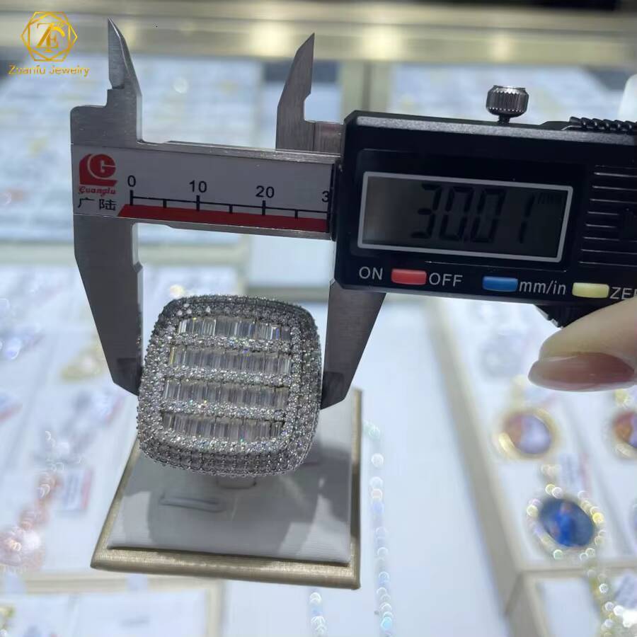 Cuban Jewelry Moissanite Hip Hop Ring 925 Sterling Silver Championship Ring baguette VVS Moissanite Diamond Men Ring