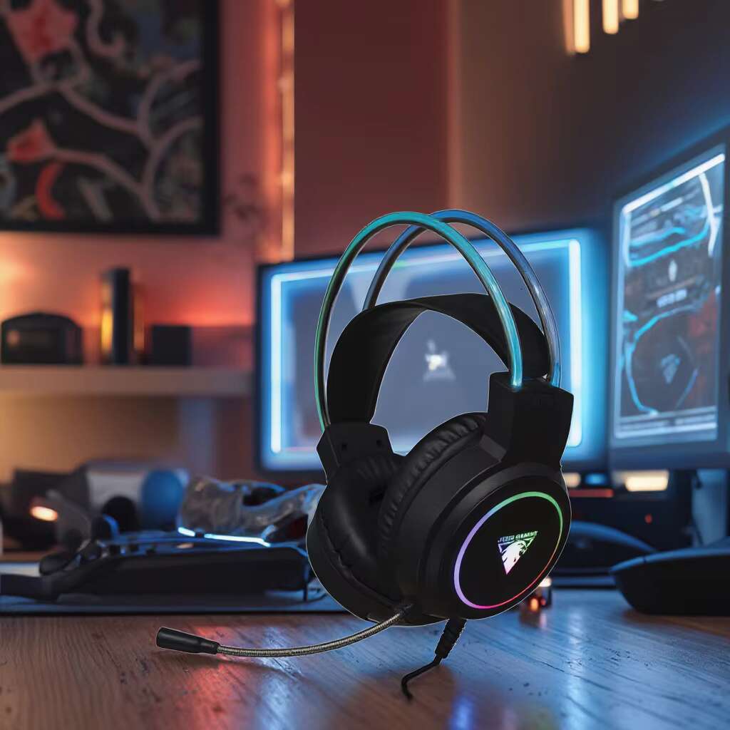 Jedel Wired Sports Headset with Cool Glowing Features Dynamic Microphone for Internet Cafe & Coffee Shop Use AAC Codecs