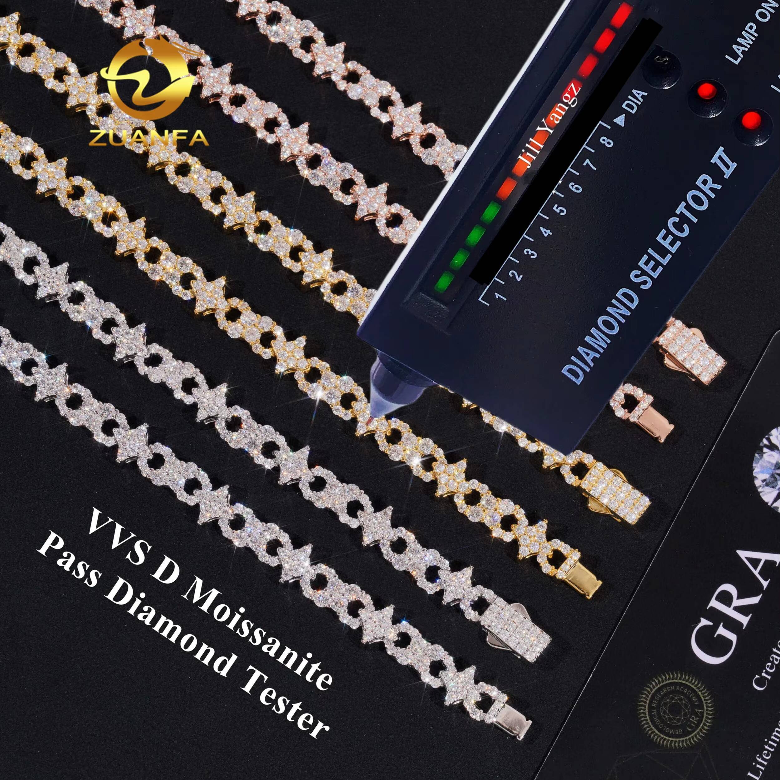 Small Star Infinity Links Moissanite Necklace Bracelet Infinity Cuban Link Chain Moissanite Cuban Link Bracelet