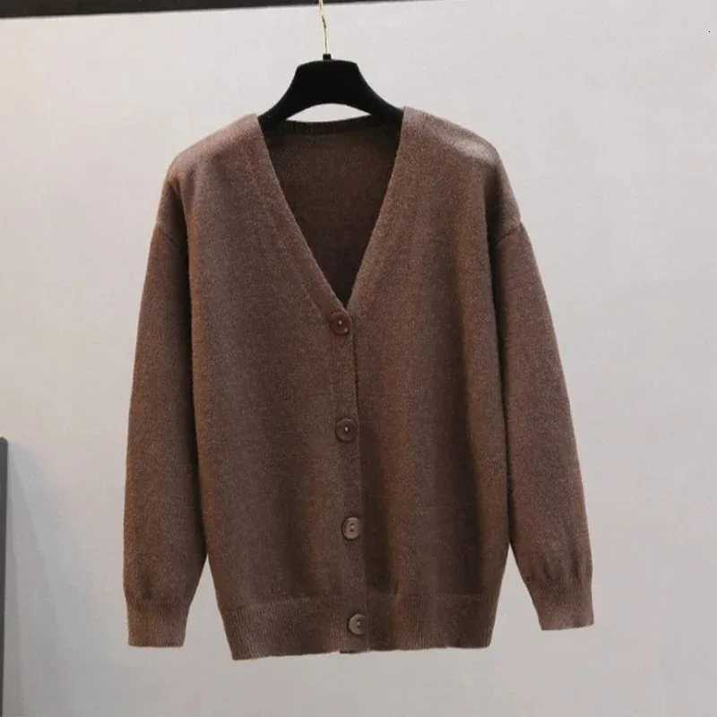 Autumn Fashion Sweater Jacket Korean Women Vneck Longsleeved Cardigan Sweater Elegant Singlebreasted Casual Womens KnitwearT251101