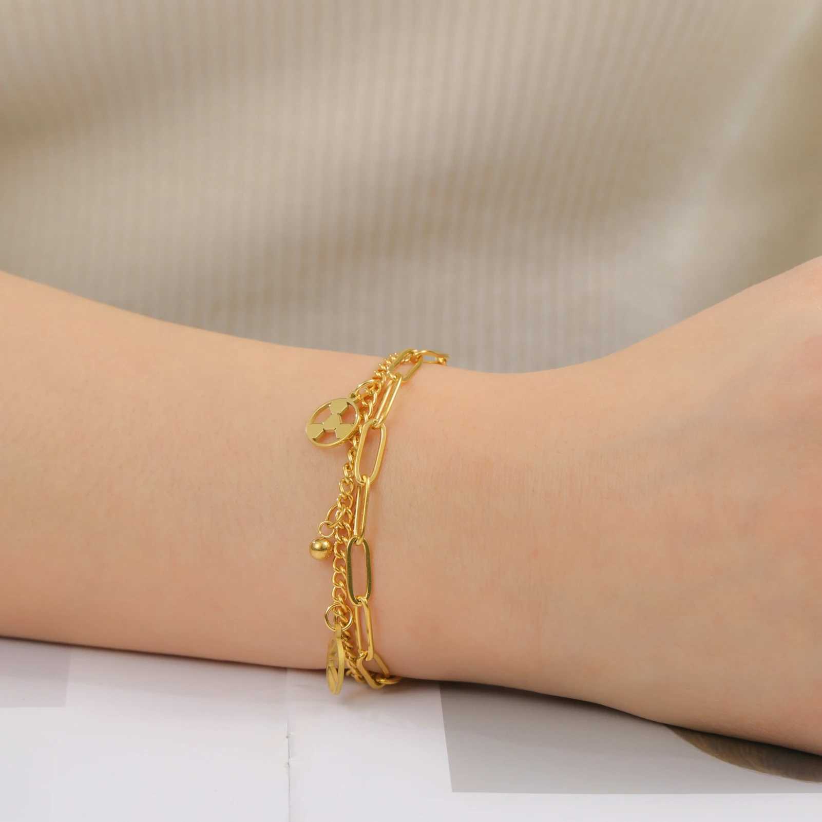 Cazador Stainless Steel Sports Basketball Football Yoga Charm Womens Bracelet Fashion Bracelet Jewelry Wholesale 2025 New Y250329