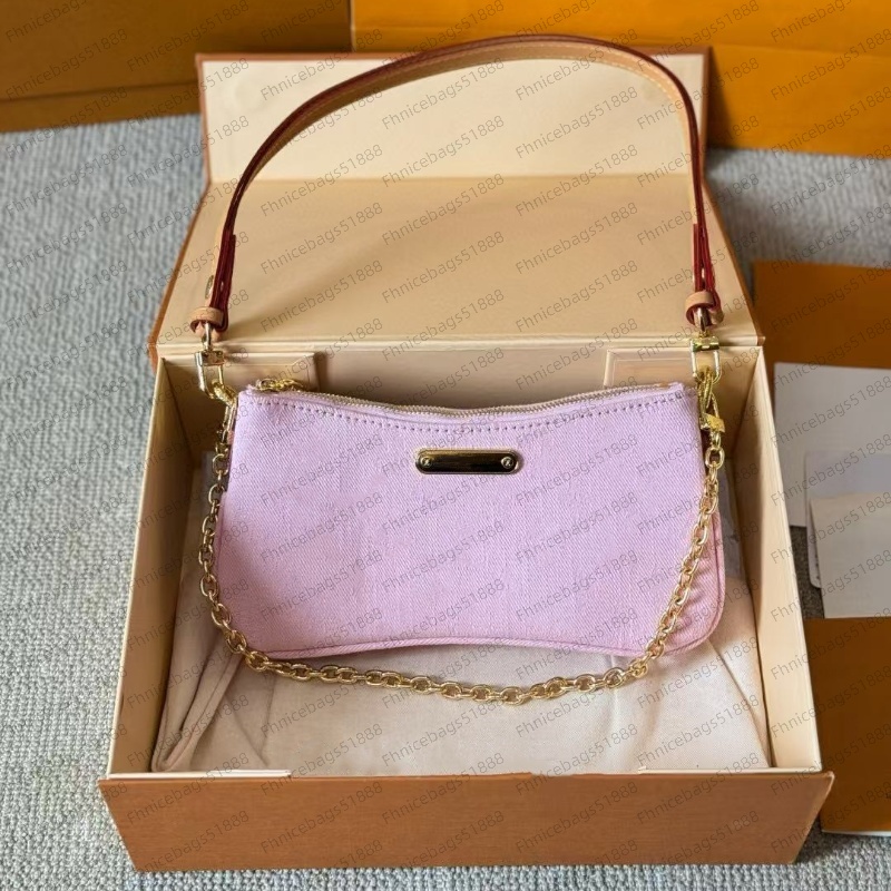 Newest Designer bag Women Crossbody bag Luxury Hobos Fashion Denim Pink Blue Leather Handbag Shoulder Bags Female Croissant Chain Top Quality Purses Wallets