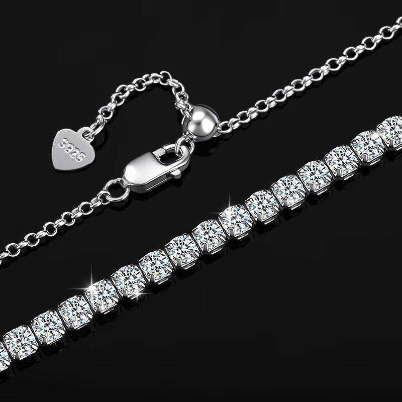 Wholesale S925 Sterling Silver VVS D Color All Moissanite Tennis Necklace 3mm Women Clavicle Tennis Chain Necklace