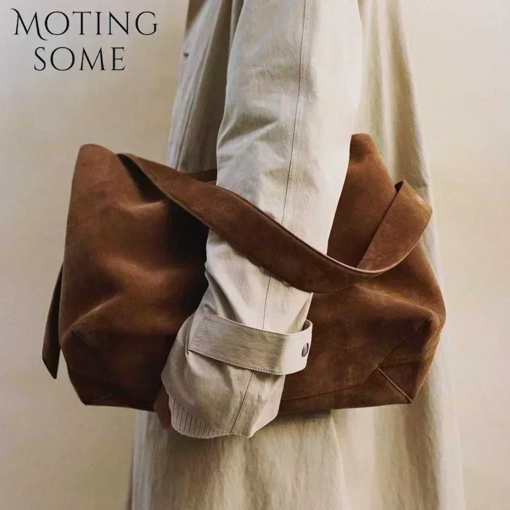 Motingsome Oversize Women Bag Luxury Suede Leather Winter Bags Frosted Cow Skin Handbag and Purses Retro Lady Tote 2024 NewW251101