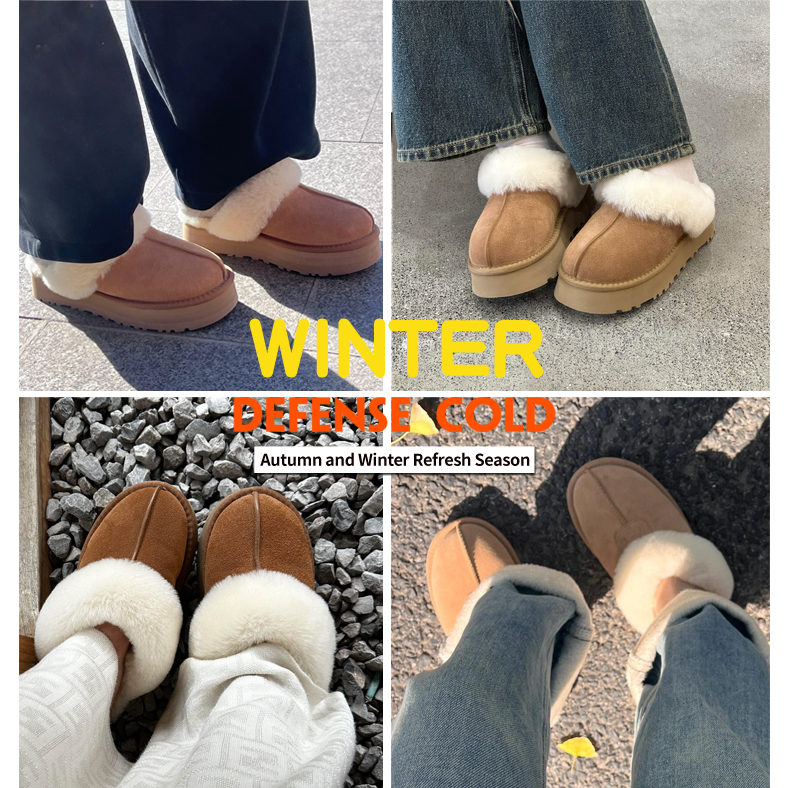 D.Hive Free shipping fur slippers for women, fashionable and versatile all-in-one fur boots, winter new style, one-foot warm cotton slippers, a size s