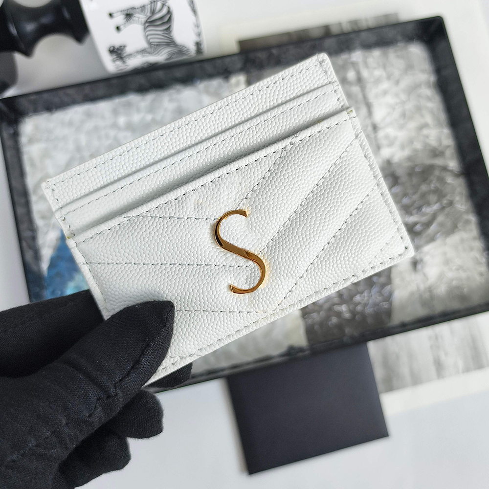 Women Luxury Designer Card Holder Cowhide Wallet Golden Hardware Credit Holders Men Cardholder Quilting Clutch Purse Passport Cover Lacquer Leather