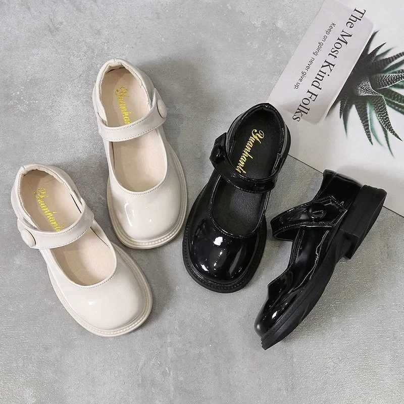 Girls Princess Shoes Glossy 2024 Fashion Soft Sole Kids Leather Flats Korean Style Children Flats Shoes Black Performance ShoesT251101